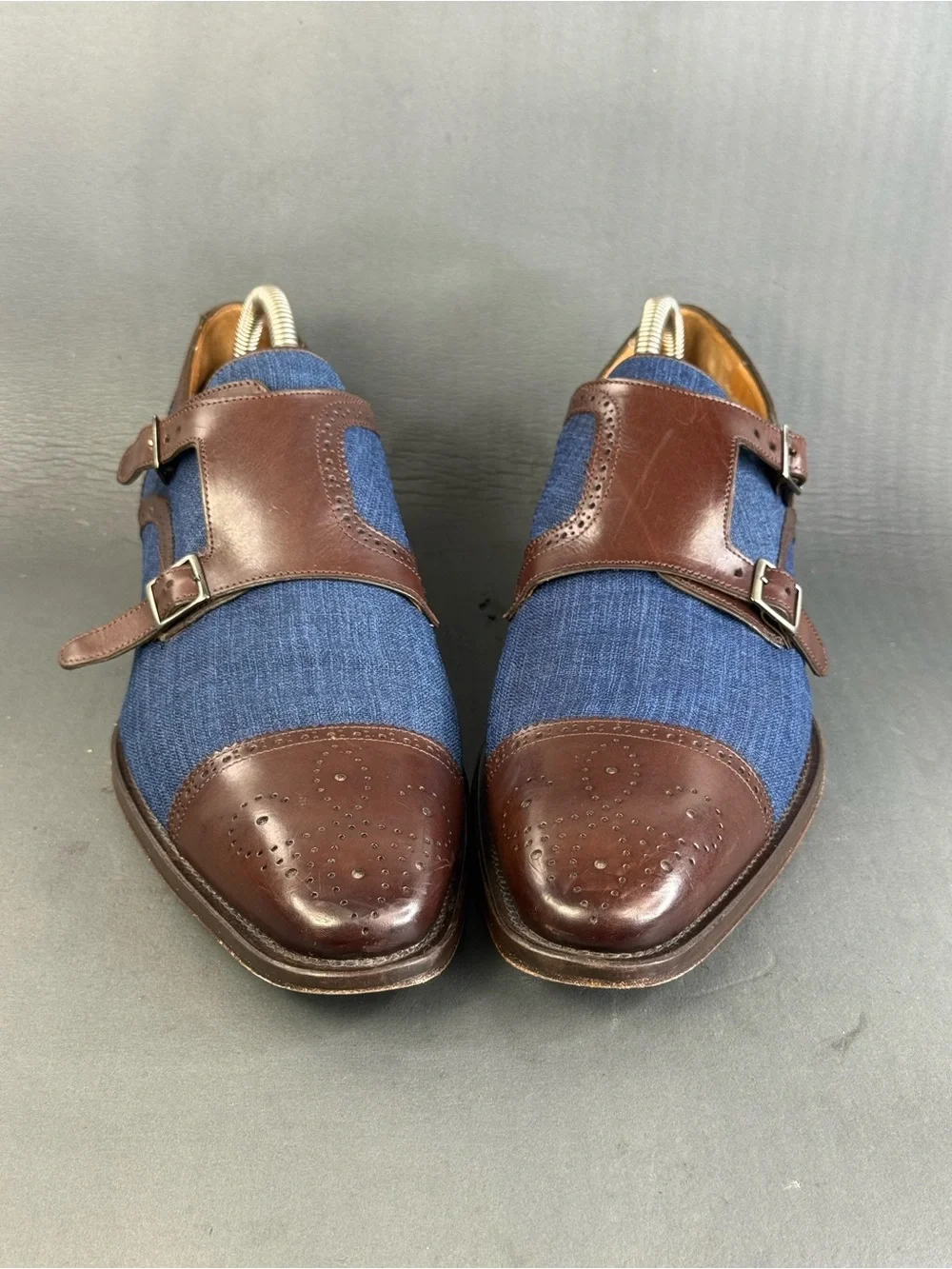 Mezlan Cupido Double Monk Strap two-tone Oxford shoes men’s size 9.5